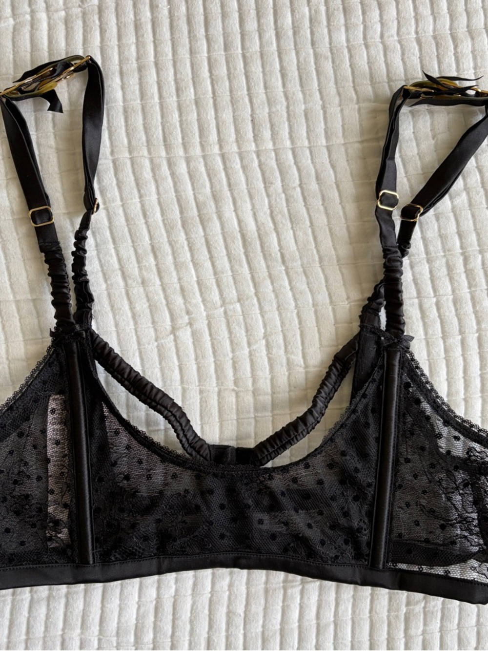 Victoria’s Secret Dream Angels Coquette Lace Bralette XS Black Sheer